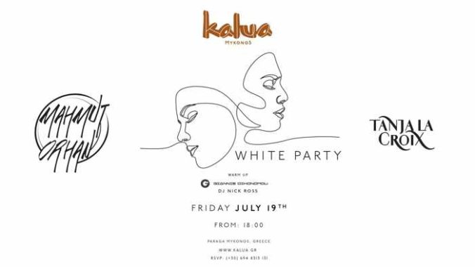Advertisement for the July 19 White Party at Kalua Mykonos