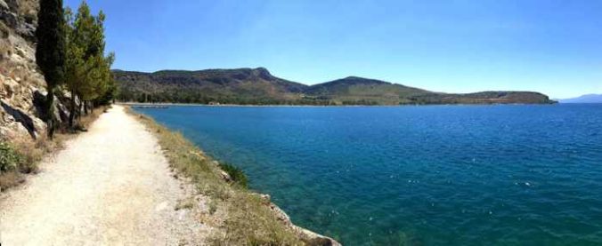 Greece, Peloponnese, Nafplio,Karathona,Karathona Bay, bay, sea, Argolic Gulf, water,coast, seaside, trail, path, Karathona path, walkway, footpath,