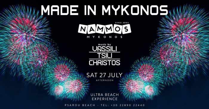 Promotional image for the annual Made in Mykonos party at Nammos Mykonos