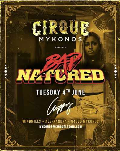 Promotional image for DJ Cuppy appearance at Cirque Mykonos