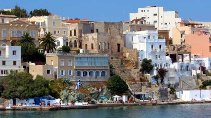 Greece, Greek Islands, Cyclades, Siros, Syros, Syros island, Vaporia, Vaporia Syros, buildings, architecture, seaside, town, coast,