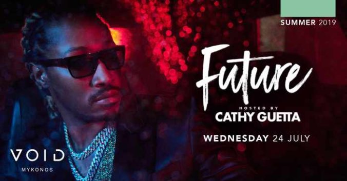 Promotional image for the appearance at Void club Mykonos by rap artist Future