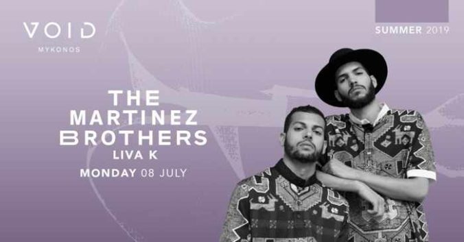 Promotional image for The Martinez Brothers show at Void club Mykonos