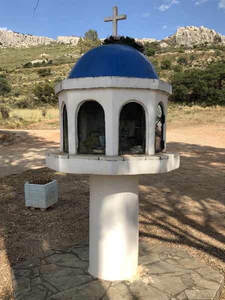 Greece, Peloponnese, Nafplio, Karathona, Karathona beach, shrine, memorial, memorial shrine, 