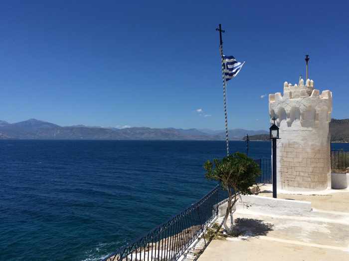 Greece, Peloponnese, Karathona, path, trail, coast, church path, Agios Nikolaos Church, Agios Nikolaos Church at Karathona, Argolic Gulf, sea, coast