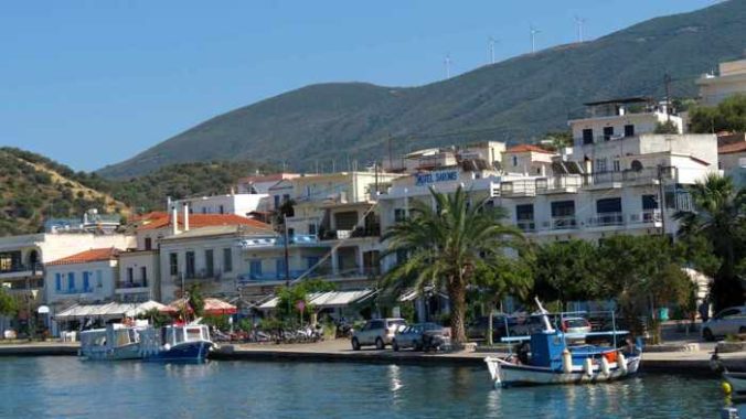 Greece, Peloponnese, Galatas, waterfront, seafront, Saronic Gulf,