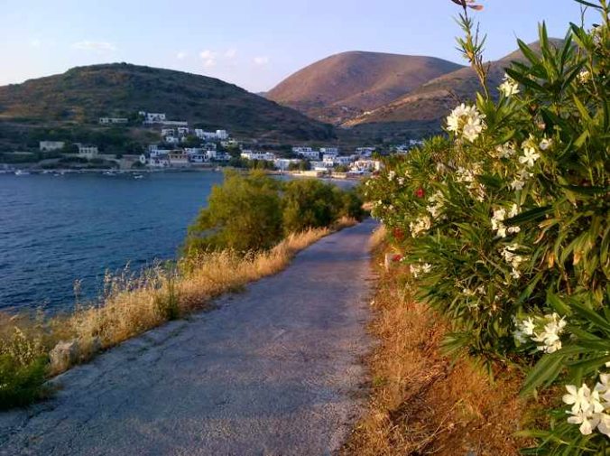 Greece, Greek Islands, Cyclades, Siros, Syros, Kini Bay, Kini beach, Kini village, landscape, road,