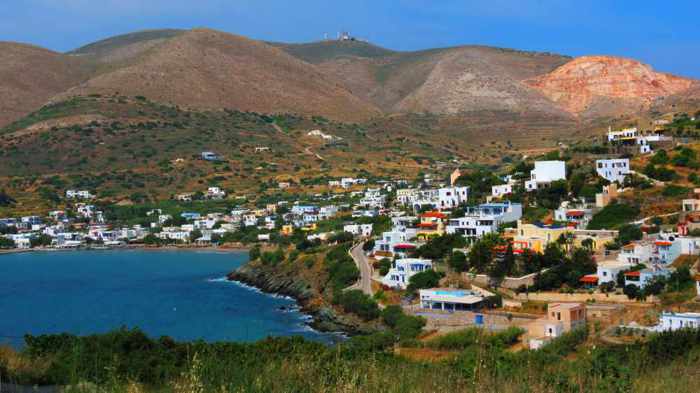 Greece, Greek Islands, Cyclades, Siros, Syros, Kini Bay, Kini beach, Kini village, landscape, coast, seaside, 