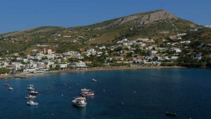 Greece, Greek Islands, Cyclades, Siros, Syros, Kini Bay, Kini beach, Kini village, landscape, coast, seaside, village, mountain,
