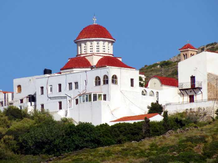 Greece, Greek islands, Cyclades, Siros, Syros, Syros island, Kini, Kini Bay, Kini Syros, Kini village, monastery, Agia Varvara Monastery Syros,