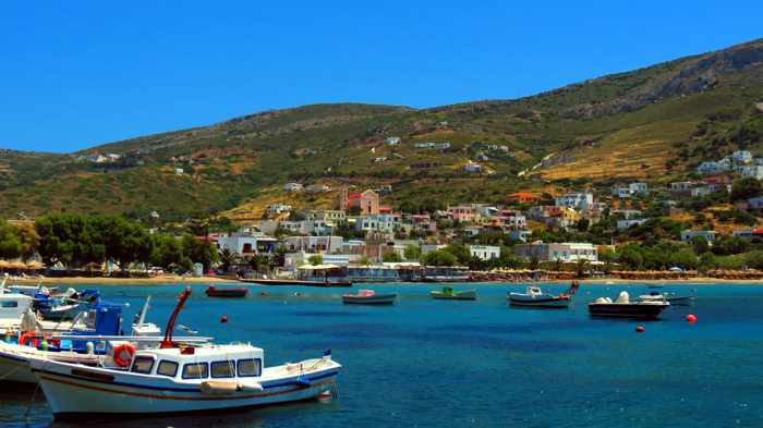 Greece, Greek Islands, Cyclades, Siros, Syros, Kini Bay, Kini beach, Kini village, landscape, coast, seaside, beach, Kini Beach, Kini Beach Syros, village,