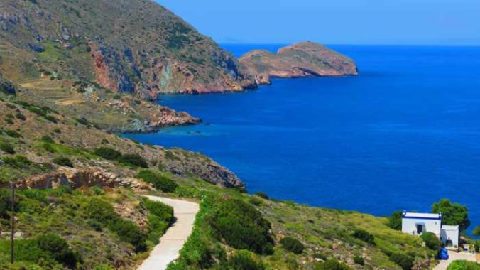 Greece, Greek islands, Cyclades, Siros, Syros,Syros island, trail, footpath, path, walking route, hiking trail, hiking, landscape, coast, sea