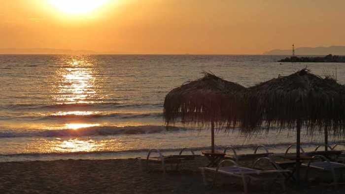 Greece, Greek islands, Siros, Syros, Syros island, Kini, Kini beach, Kini beach Syros, Kini Syros, beach, organized beach,sandy beach,sunset