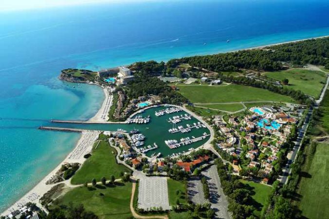 Greece, Greece mainland, Mainland Greece, Halidiki, Kassandra, Sani Resort, Porto Sani resort, aerial view