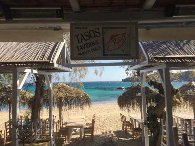 Greece, Greek islands, Cyclades, Mikonos, Mykonos, taverna, restaurant, beach taverna, Paraga beach Mykonos,