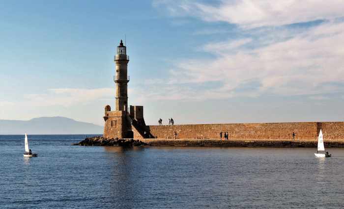 Greece, Greek islands, Crete,Crete island, Crete Greece, Chania, Chania Crete, harbour, port, lighthouse, Chania lighthouse, 