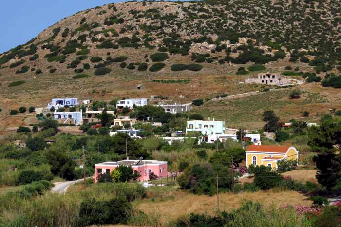 Greece, Greek islands, Cyclades, Siros, Syros,Syros island, trail, footpath, path, walking route, hiking trail, hiking, landscape, buildings, houses, villas