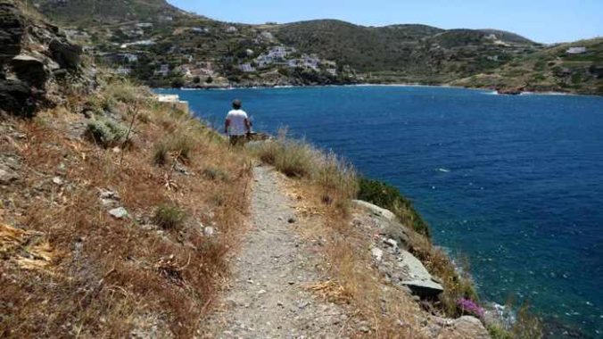 Greece, Greek islands, Cyclades, Siros, Syros,Syros island, trail, footpath, path, walking route, hiking trail, hiking, coast, Kini Bay