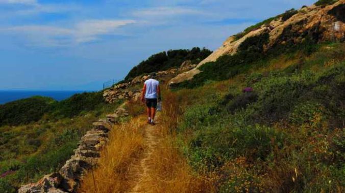 Greece, Greek islands, Cyclades, Siros,Syros, Syros island, Galissas, trail, path, footpath, hiking, walking route, hill,
