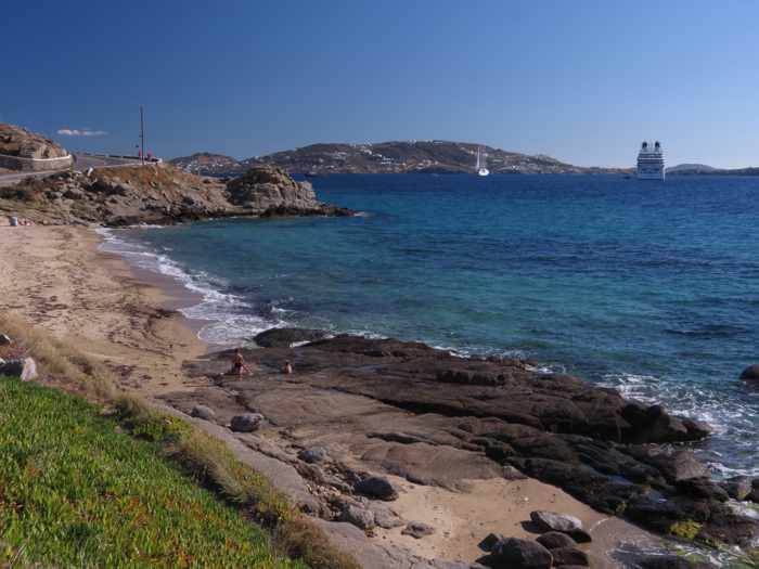 Greece, Greek islands,Cyclades, Mikonos, Mykonos, Tourlos,Tourlos beach, beach, coast, seaside, shore, bay, sea, water,