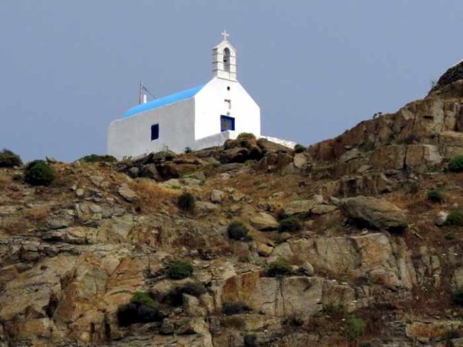 Greece,Greek islands, Cyclades, Mikonos,Mykonos, cliff, hill, rock, church,chapel, building