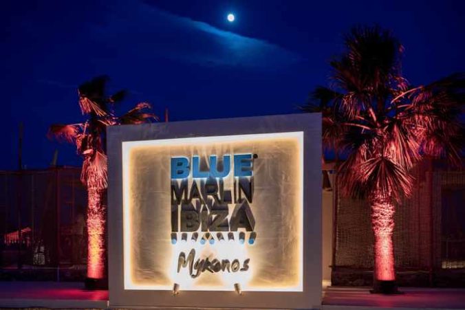 Blue Marlin Ibiza Mykonos signage photo from the clubs page on Facebook