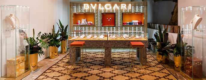 Bulgari pop up store on Mykonos seen in a photo from the Nammos