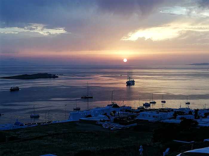 sunset view photo from the Chill Out Lounge Cafe Bar on Mykonos