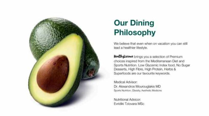 Healthylicious Mykonos Facebook statement of the restaurants dining philosophy