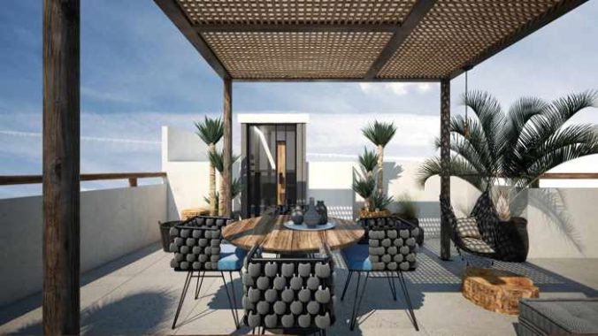 Levanda Mykonos rental home terrace photo from the propertys website