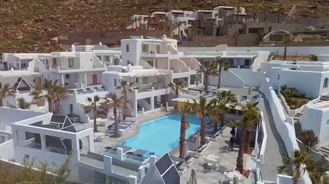 Screenshot from a video showing the new suites and villa wing at Tropicana Hotel on Mykonos