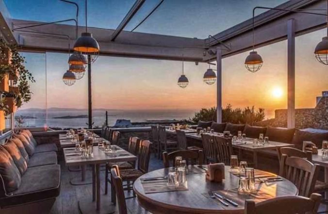 Olive Tree Mykonos dining terrace photo from its Instagram page