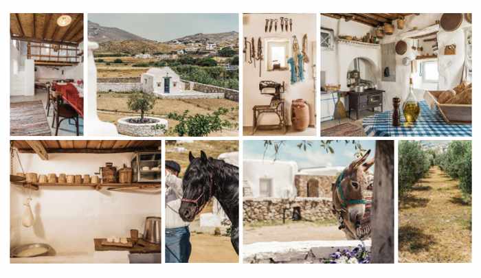 Photo collage from the website for Rizes Folklore Farmstead & Restaurant Mykonos