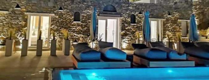 Poolside at the Apiro Hotel on Mykonos
