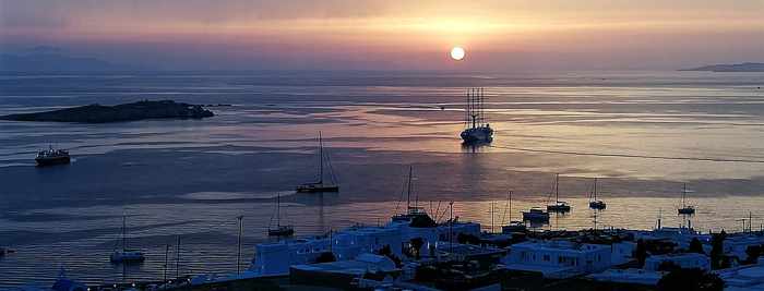 Sunset view from Chill Out Lounge Bar Cafe at the Chill Out Studios on MMykonos