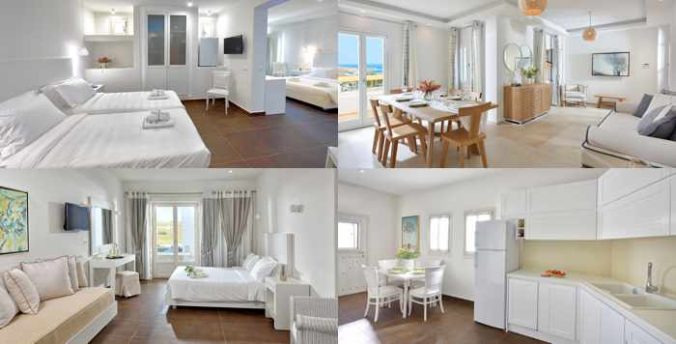 Social media photos of interiors of suites at Jennys Summer Houses on Mykonos
