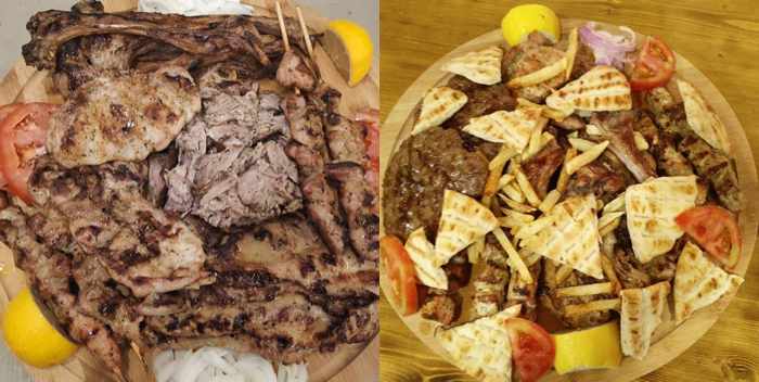 Specialty grilled meat platters seen in social media photos from Taverna Kandavlos on Mykonos