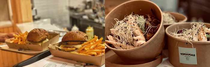 Yomamas Street Food Cafe Mykonos photos of two of its menu items