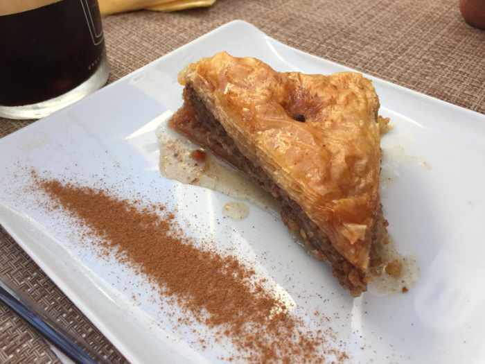 Avli Sweet Bar Mykonos website photo of its baklava dish