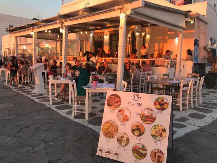 My Plate Mykonos restaurant seen at sunset in a photo from its page on Facebook