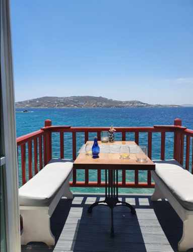 One of the new balconies at Kastro restaurant Mykonos photographed for a TripAdvisor review by CatarinaeFabricio