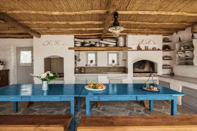 Rizes Folklore Farmstead Mykonos website photo of its traditional kitchen