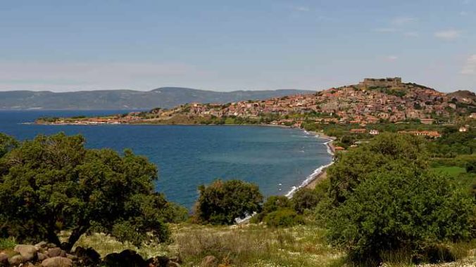 View of the town of Molyvos on Lesvos island