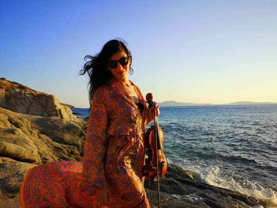 Adelon Sunset Bar Mykonos presents violinist Tina Psalida on August 20