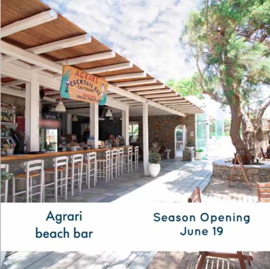 Agrari Beach Bar Mykonos 2020 season opening announcement