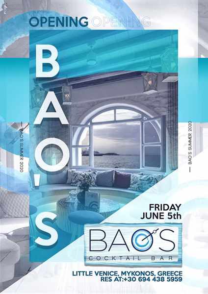 Baos Cocktail Bar Mykonos 2020 season opening announcement
