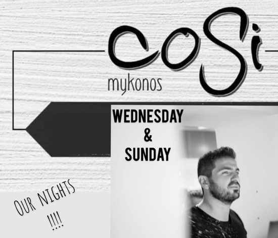 Cosi Bar Mykonos presents Stelios Kolaxidis on WEdnesdays & Sundays during summer 2020