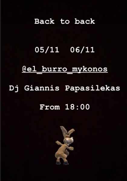 El Burro Mykonos live DJ events November 5 and 6