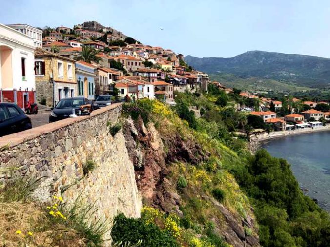 View from a lookout point on the main street in Molyvos on Lesvos