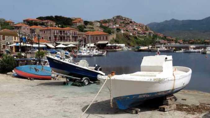 the harbour at Molyvos town on Lesvos island